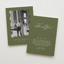 Tarjeta De Agradecimiento Boda de foto victoriana verde oliva