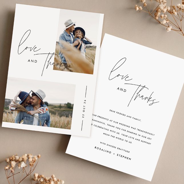 Tarjeta De Agradecimiento Boda de fotografía Boho Black & White (Subido por el creador)