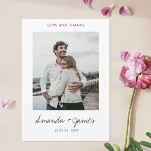 Tarjeta De Agradecimiento Boda de fotografía burdeos moderno y elegante