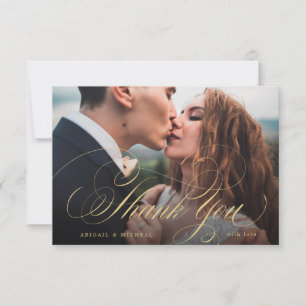 Tarjeta De Agradecimiento Boda de fotografía clásica de caligrafía elegante 