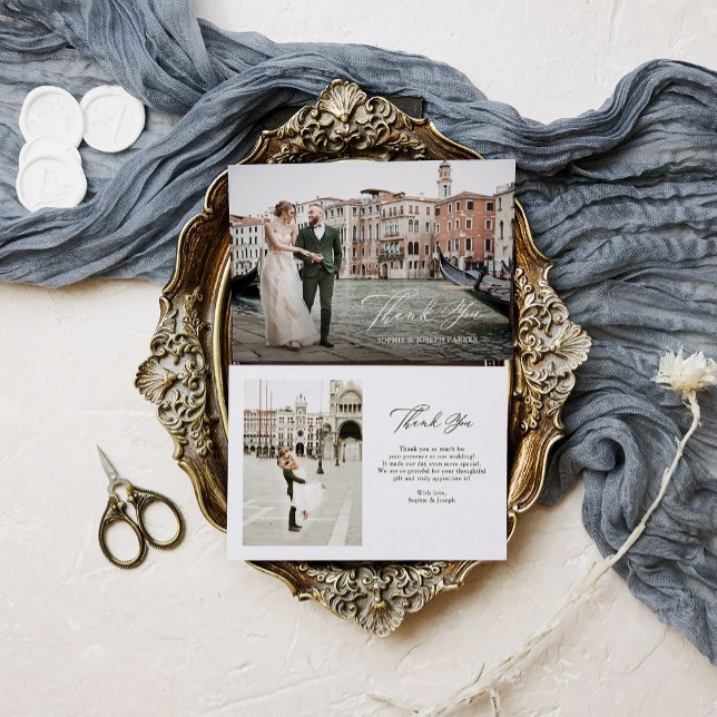 Tarjeta De Agradecimiento Boda de fotografía con dos guiones clásicos de ele (Subido por el creador)