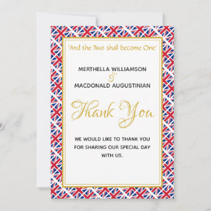 Tarjeta De Agradecimiento BODA de fotografía cristiana de UNION JACK