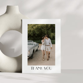 Tarjeta De Agradecimiento Boda de fotografía de Art Deco moderno en blanco y