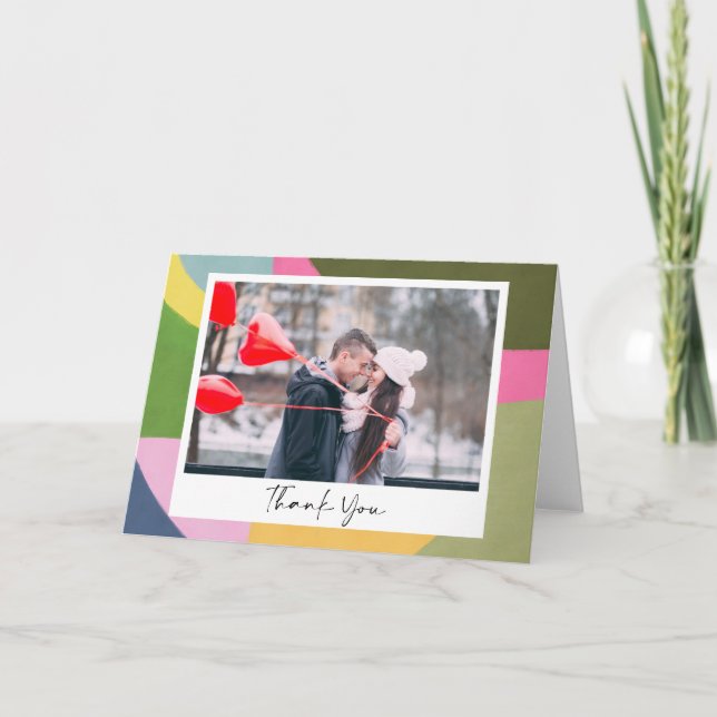 Tarjeta De Agradecimiento Boda de fotografía de arte sinóptico moderno (Anverso)