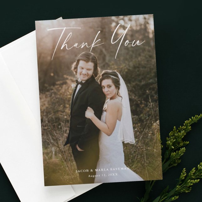 Tarjeta De Agradecimiento Boda de fotografía de caligrafía de escritura mode (Subido por el creador)