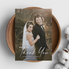 Tarjeta De Agradecimiento Boda de Fotografía de Caligrafía de Letra Moderna