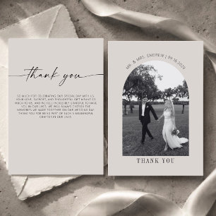 Tarjeta De Agradecimiento Boda de Fotografía de Caligrafía Minimalista Moder