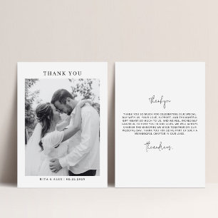 Tarjeta De Agradecimiento Boda de Fotografía de Caligrafía Moderna y Elegant