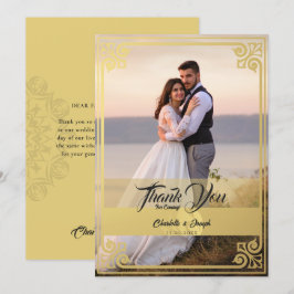 Tarjeta De Agradecimiento Boda de fotografía de Cisne de Oro de Arte Moderno