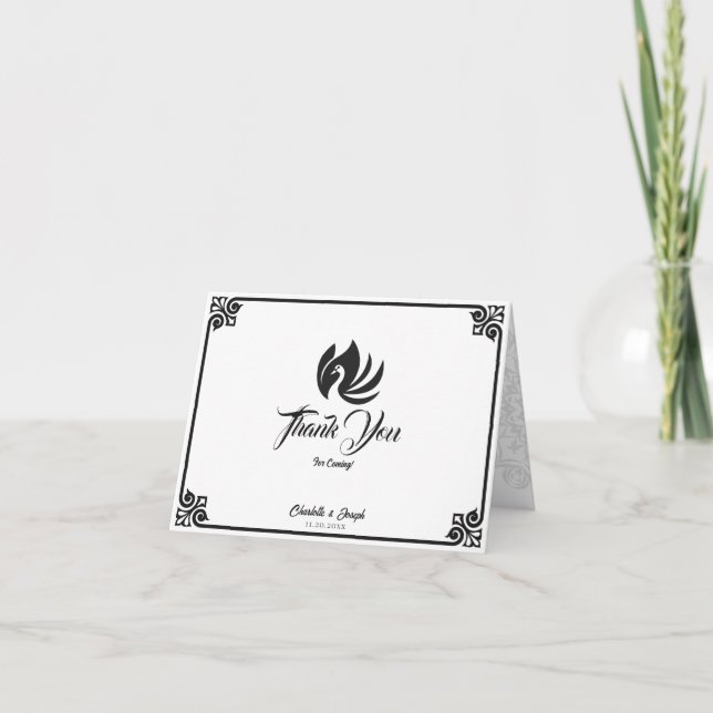 Tarjeta De Agradecimiento Boda de fotografía de cisne negro de arte moderno (Anverso)