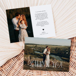 Tarjeta De Agradecimiento Boda de fotografía de elegancia rústica