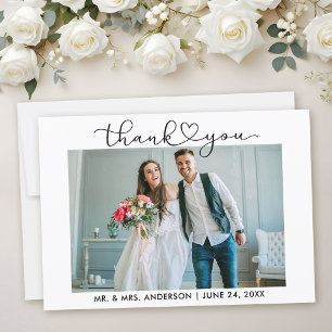 Tarjeta De Agradecimiento Boda de fotografía de escritura cardiaca caligráfi