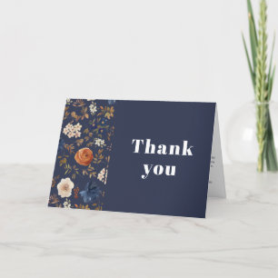 Tarjeta De Agradecimiento Boda de fotografía de la Marina Rustica Floral Boh