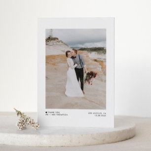Tarjeta De Agradecimiento Boda de fotografía de la tipografía Minimalista mo