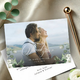 Tarjeta De Agradecimiento Boda de fotografía de la verde esmeralda moderna