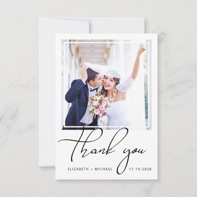 Tarjeta De Agradecimiento Boda de fotografía de moda (Anverso)