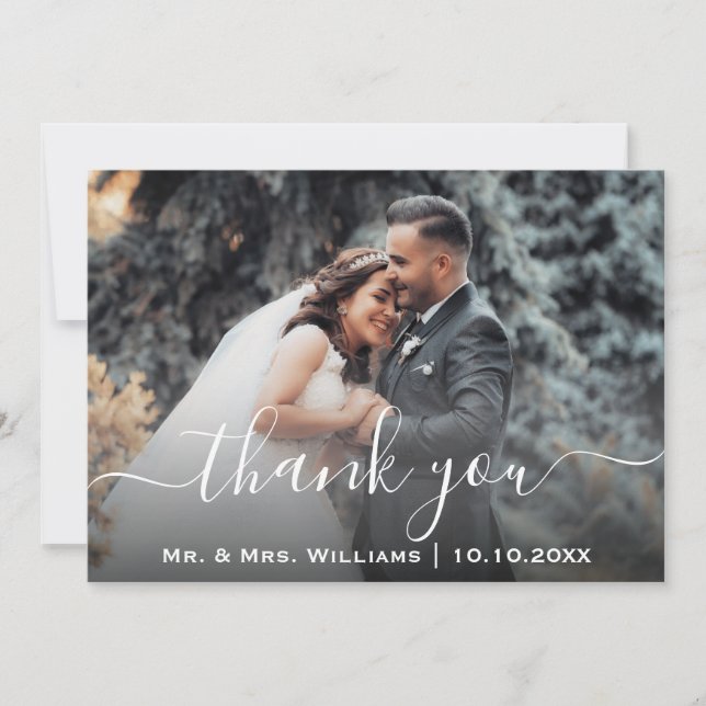 Tarjeta De Agradecimiento Boda de fotografía de moda y moda, Novia y Groom (Anverso)