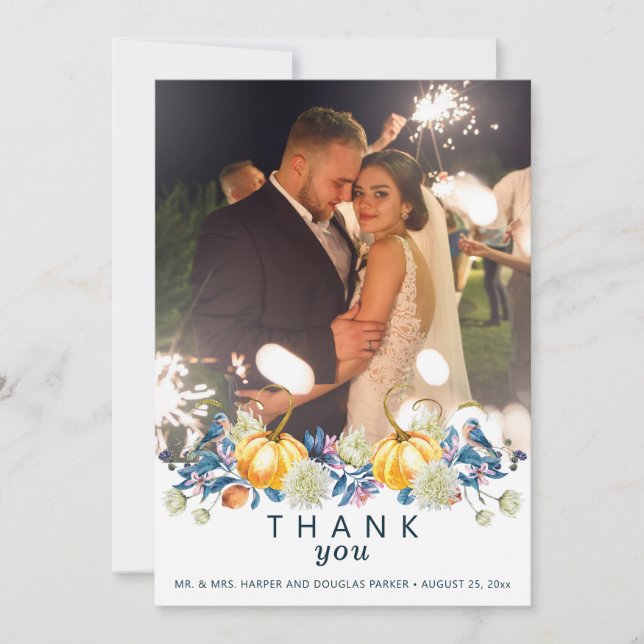 Tarjeta De Agradecimiento Boda de fotografía de otoño (Anverso)