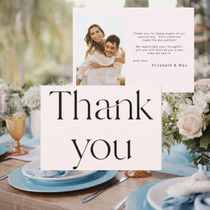 Tarjeta De Agradecimiento Boda de fotografía de pareja contemporánea en Rubo