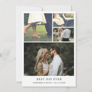 Tarjeta De Agradecimiento Boda de fotografía de pareja en el mejor día minim