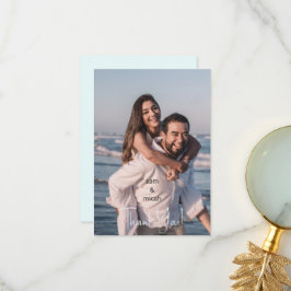 Tarjeta De Agradecimiento Boda de fotografía de pareja Ice Blue Blank Gracia