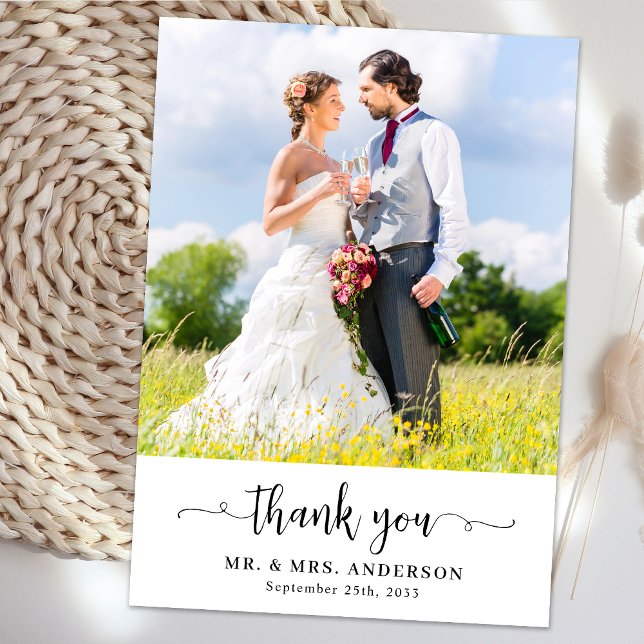 Tarjeta De Agradecimiento Boda de fotografía de pareja moderna simple person (Subido por el creador)