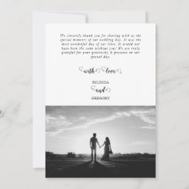 Tarjeta De Agradecimiento Boda de fotografía de parejas de guiones modernos
