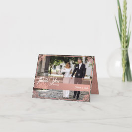 Tarjeta De Agradecimiento Boda de fotografía de pavo real rosado de decoraci