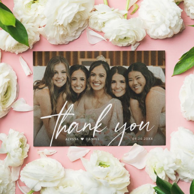 Tarjeta De Agradecimiento Boda de fotografía de Personalizado especial moder (Custom Wedding bridesmaid thank you photo card.)