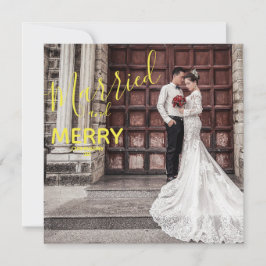Tarjeta De Agradecimiento Boda de fotografía elegante con dorados y casados
