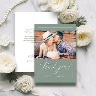 Tarjeta De Agradecimiento Boda de fotografía elegante y elegante del guión m