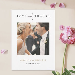 Tarjeta De Agradecimiento Boda de fotografía elegante y simple de la tipogra
