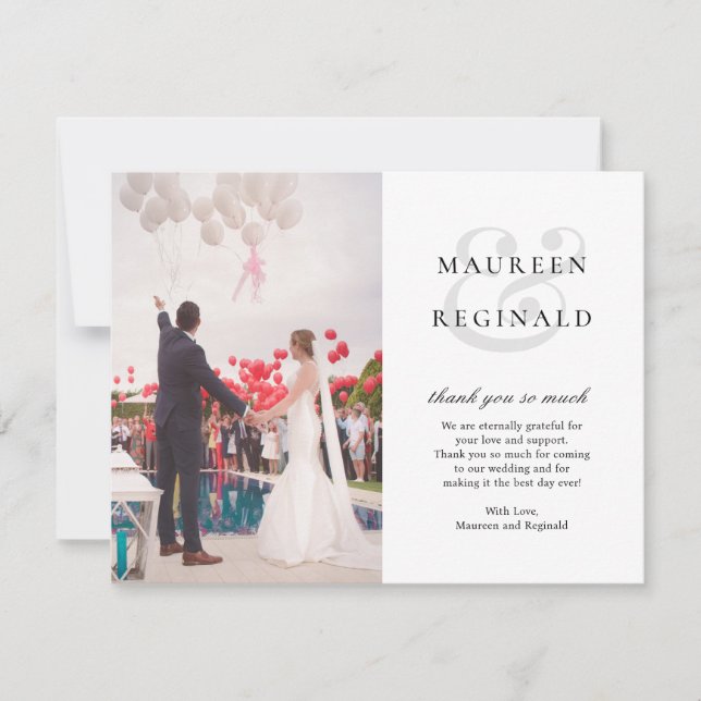 Tarjeta De Agradecimiento Boda de fotografía elegante y simple moderno (Anverso)