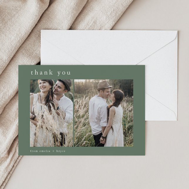 Tarjeta De Agradecimiento BODA de fotografía EMELIA Flat Nature Rústica Wood (EMELIA Flat Nature Rustic Woodland 2 Photo Wedding Thank You Card)