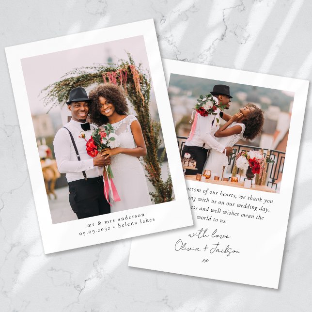 Tarjeta De Agradecimiento Boda de fotografía estética manuscrita (Subido por el creador)
