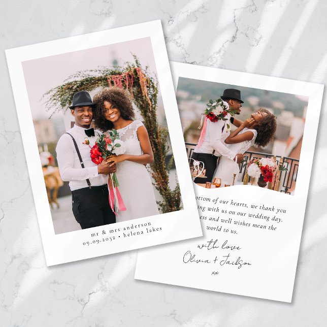 Tarjeta De Agradecimiento Boda de fotografía estética manuscrita (Subido por el creador)