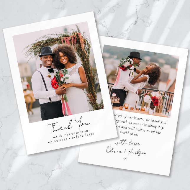 Tarjeta De Agradecimiento Boda de fotografía estética manuscrita (Subido por el creador)