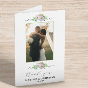 Tarjeta De Agradecimiento Boda de fotografía floral doblado