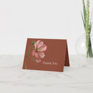 Tarjeta De Agradecimiento Boda de fotografía floral moderna de Terracotta