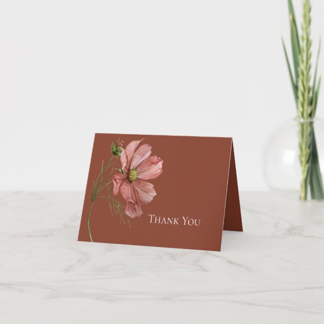 Tarjeta De Agradecimiento Boda de fotografía floral moderna de Terracotta (Anverso)