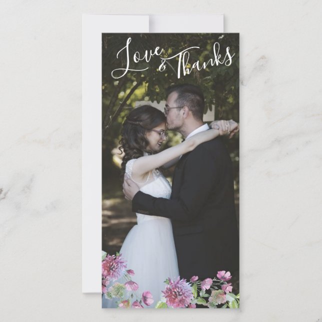 Tarjeta De Agradecimiento Boda De Fotografía Gracias Verano En Bloom (Anverso)