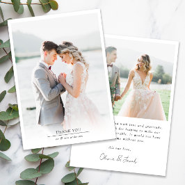 Tarjeta De Agradecimiento Boda de fotografía Minimalista moderna