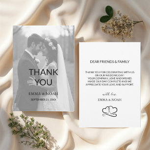 Tarjeta De Agradecimiento Boda de fotografía Minimalista moderna