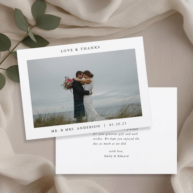 Tarjeta De Agradecimiento Boda de fotografía Minimalista moderna (Subido por el creador)