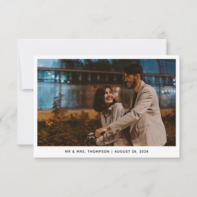 Tarjeta De Agradecimiento Boda de fotografía moderna de Fancy (Anverso)