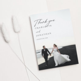 Tarjeta De Agradecimiento Boda de fotografía moderna en blanco y negro