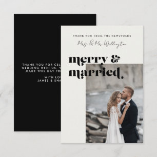 Tarjeta De Agradecimiento Boda de fotografía moderno con elegancia casada y