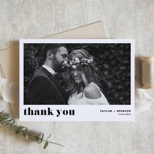 Tarjeta De Agradecimiento Boda de fotografía negrita de la tipografía de Bla