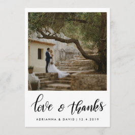 Tarjeta De Agradecimiento Boda De Fotografía Pareja Amor Y Guión De Gracias