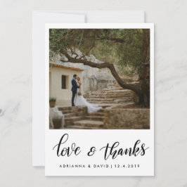 Tarjeta De Agradecimiento Boda De Fotografía Pareja Amor Y Guión De Gracias